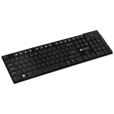 Клавіатура Canyon CNS-HKBW2-RU, Black, USB, бездротова, компактна, 104 кнопки, 12 мультимедійних кнопок