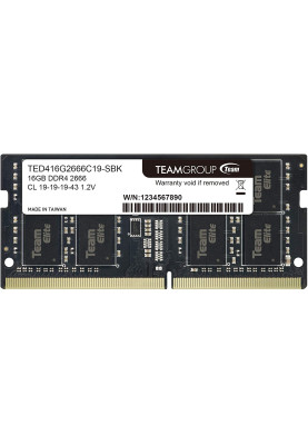 Пам'ять SO-DIMM, DDR4, 16Gb, 2666 MHz, Team, 1.2V, CL19 (TED416G2666C19-S01)