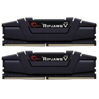 Пам'ять 32Gb x 2 (64Gb Kit) DDR4, 3200 MHz, G.Skill Ripjaws V, Black, 16-18-18-38, 1.35V, з радіатором (F4-3200C16D-64GVK)