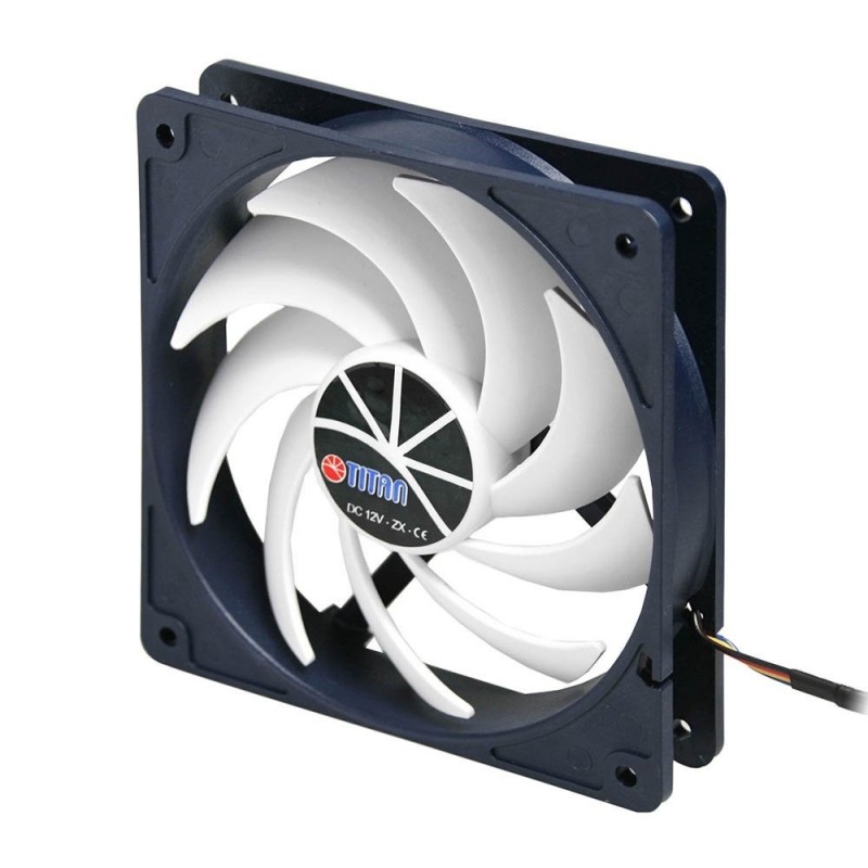 Вентилятор 120 мм, Titan Extrem Fan, Black/White, PWM, гідродинамічний підшипник, 120x120x25 мм, 210-2100 об/хв, 5-37 dB, 4-pin (TFD-12025 H 12 ZP/KE (RB))