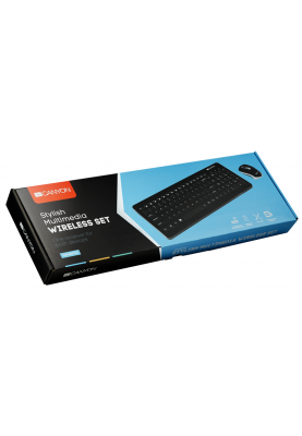 Комплект бездротовий Canyon Black, клавіатура (104 клавіші, 12 мультимедійних кнопок) + миша (оптична, 800/1200/1600 dpi) (CNS-HSETW3-RU)