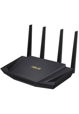 Роутер Asus RT-AX58U, Wi-Fi 6 (802.11ax), до 3000 Mb/s, 4x100/1000 Mb/s, USB3.0 x 1, IPTV/ AiСloud, підтримка 3G і 4G / FTP server / Print server, 4 зовнішні незнімні антени
