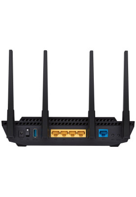 Роутер Asus RT-AX58U, Wi-Fi 6 (802.11ax), до 3000 Mb/s, 4x100/1000 Mb/s, USB3.0 x 1, IPTV/ AiСloud, підтримка 3G і 4G / FTP server / Print server, 4 зовнішні незнімні антени
