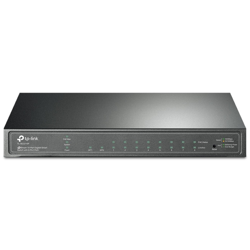 Комутатор TP-LINK TL-SG2210P, 8x1GE/PoE 53W, 2xGE/SFP, Smart
