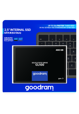 Твердотільний накопичувач 480Gb, Goodram CL100 (Gen.3), SATA3, 2.5", TLC, 540/460 MB/s (SSDPR-CL100-480-G3)
