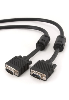 Кабель VGA-VGA 20 м Cablexpert, VGA3+9C, HD15M подвійне екранування, з 2-ма феритами, Black (CC-PPVGA-20M-B)
