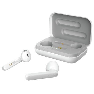 Навушники Trust Primo Touch, White, бездротові (Bluetooth), мікрофон, футляр з зарядкою, до 4 годин безперервного відтворення (23783)