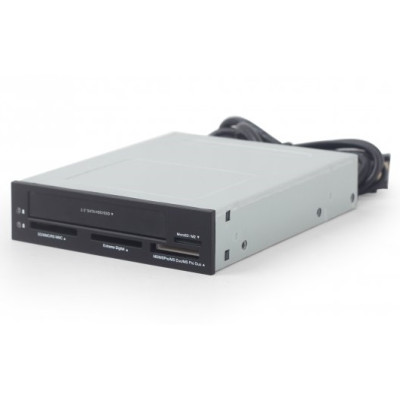 Кардридер внутрішній 3.5" Gembird, Black, SD/MMC/microSD/M2/MS, відсік для 1x2.5" HDD/SSD (FDI2-ALLIN1-03)