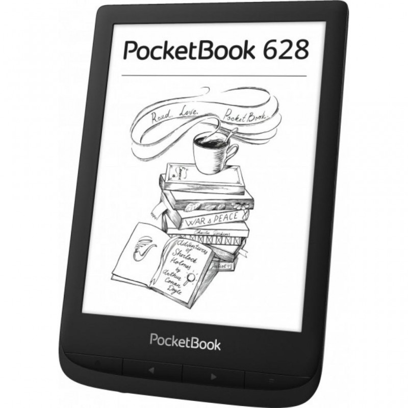 Електронна книга 6" PocketBook 628, Ink Black, WiFi, 758x1024 (E Ink Carta), 512Mb/8Gb, сенсорний екран, 16 градацій сірого, 212 DPI, сенсорна панель, підсвічування екрану SMARTlight, microSD (до 32Gb), 1500 mAh, microUSB, 161.3x108x8 мм (PB628-P-CIS)