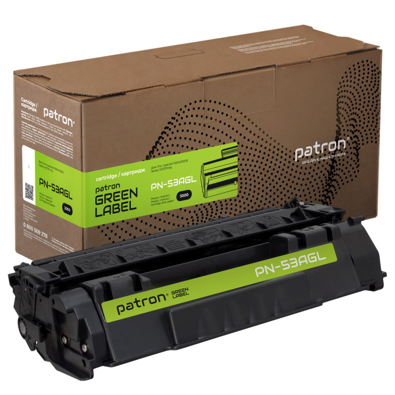 Картридж HP 53A (Q7553A), Black, P2014/P2015/M2727, 3000 стор, Patron Green (PN-53AGL)