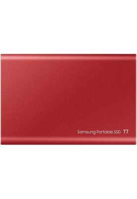Зовнішній накопичувач SSD, 500Gb, Samsung Portable SSD T7, Red, USB 3.2, 3D TLC, 1050/1000 MB/s, металевий корпус, 256-бітове шифрування AES, 85 x 57 x 8 мм, 58 г (MU-PC500R/WW)