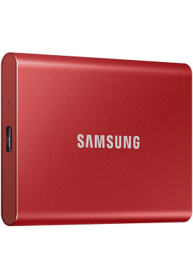 Зовнішній накопичувач SSD, 500Gb, Samsung Portable SSD T7, Red, USB 3.2, 3D TLC, 1050/1000 MB/s, металевий корпус, 256-бітове шифрування AES, 85 x 57 x 8 мм, 58 г (MU-PC500R/WW)