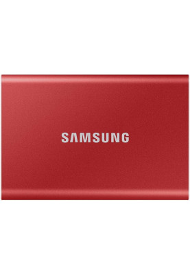 Зовнішній накопичувач SSD, 500Gb, Samsung Portable SSD T7, Red, USB 3.2, 3D TLC, 1050/1000 MB/s, металевий корпус, 256-бітове шифрування AES, 85 x 57 x 8 мм, 58 г (MU-PC500R/WW)