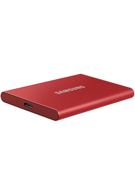 Зовнішній накопичувач SSD, 500Gb, Samsung Portable SSD T7, Red, USB 3.2, 3D TLC, 1050/1000 MB/s, металевий корпус, 256-бітове шифрування AES, 85 x 57 x 8 мм, 58 г (MU-PC500R/WW)