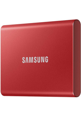 Зовнішній накопичувач SSD, 500Gb, Samsung Portable SSD T7, Red, USB 3.2, 3D TLC, 1050/1000 MB/s, металевий корпус, 256-бітове шифрування AES, 85 x 57 x 8 мм, 58 г (MU-PC500R/WW)