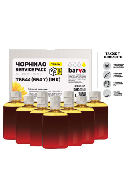 Чорнило Barva Epson L100, L110, L120, L132, L200, L210, L222, L300, L312, L350, L355, L362, L364, L366, L382, L386, L456, L486, L550, L555, L566, L1300, L3050, L3060, L3070, Yellow, 1 л (10 x 100 мл) (E-L100Y-1SP)