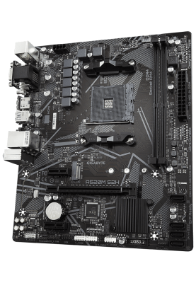 Мат.плата AM4 (A520) Gigabyte A520M S2H, A520, 2xDDR4, Int.Video(CPU), 4xSATA3, 1xM.2, 1xPCI-E 16x 3.0, 2xPCI-E 1x 3.0, ALC887, RTL8111H, 6xUSB3.2/6xUSB2.0, VGA/DVI-D/HDMI, MicroATX