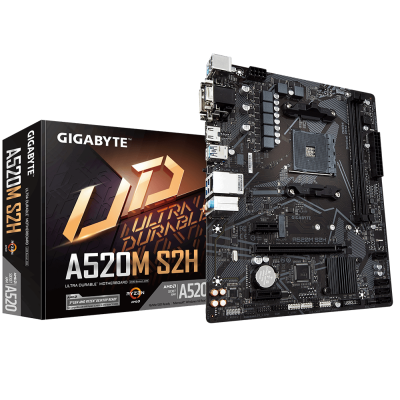 Мат.плата AM4 (A520) Gigabyte A520M S2H, A520, 2xDDR4, Int.Video(CPU), 4xSATA3, 1xM.2, 1xPCI-E 16x 3.0, 2xPCI-E 1x 3.0, ALC88 6xUSB3.2/6xUSB2.0, VGA/DVI-D/HDMI, MicroATX