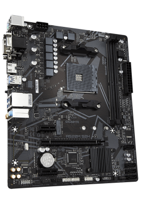 Мат.плата AM4 (A520) Gigabyte A520M S2H, A520, 2xDDR4, Int.Video(CPU), 4xSATA3, 1xM.2, 1xPCI-E 16x 3.0, 2xPCI-E 1x 3.0, ALC887, RTL8111H, 6xUSB3.2/6xUSB2.0, VGA/DVI-D/HDMI, MicroATX