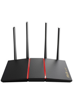 Роутер Asus RT-AX55, Black, WiFi 6 (2.4GHz до 574 MB/s/5GHz до 1201 MB/s), 4xGLan, 1xGWan, MIMO/OFDMA, 4 дводіапазонні антени