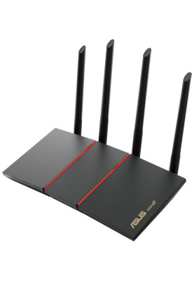 Роутер Asus RT-AX55, Black, WiFi 6 (2.4GHz до 574 MB/s/5GHz до 1201 MB/s), 4xGLan, 1xGWan, MIMO/OFDMA, 4 дводіапазонні антени
