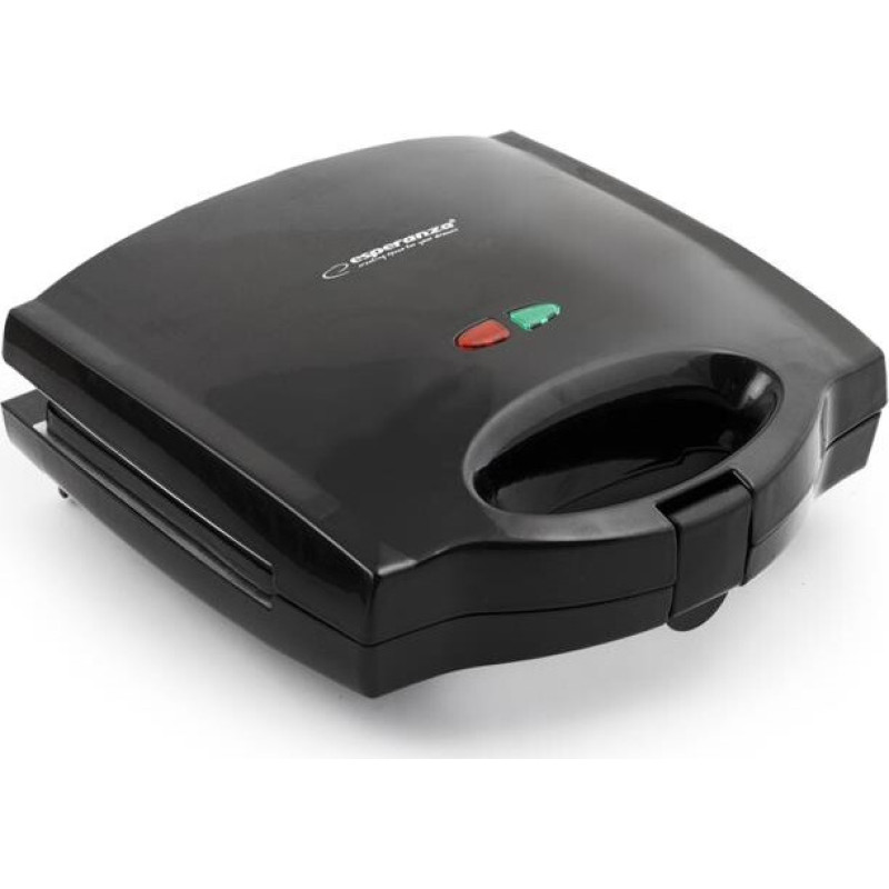 Бутербродниця Esperanza EKT006K Portabella, Black 700W, змінні пластини: гриль, трикутні сендвічі 4шт, бельгійські вафлі 2шт, антипригарне покриття, 2 відділення, індикатор нагрівання