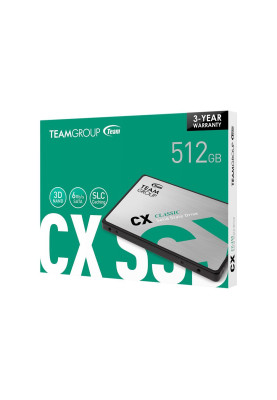Твердотільний накопичувач 512Gb, Team CX2, SATA3, 2.5", 3D TLC, 530/470 MB/s (T253X6512G0C101)