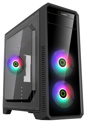 Корпус GameMax G561-FRGB Black, без БЖ, Midi Tower, ATX / Micro ATX / Mini ITX, 1хUSB 3.0, 2хUSB 2.0, 3x120 мм LED, 412x180x435 мм, 0.5 мм, 4.0 кг