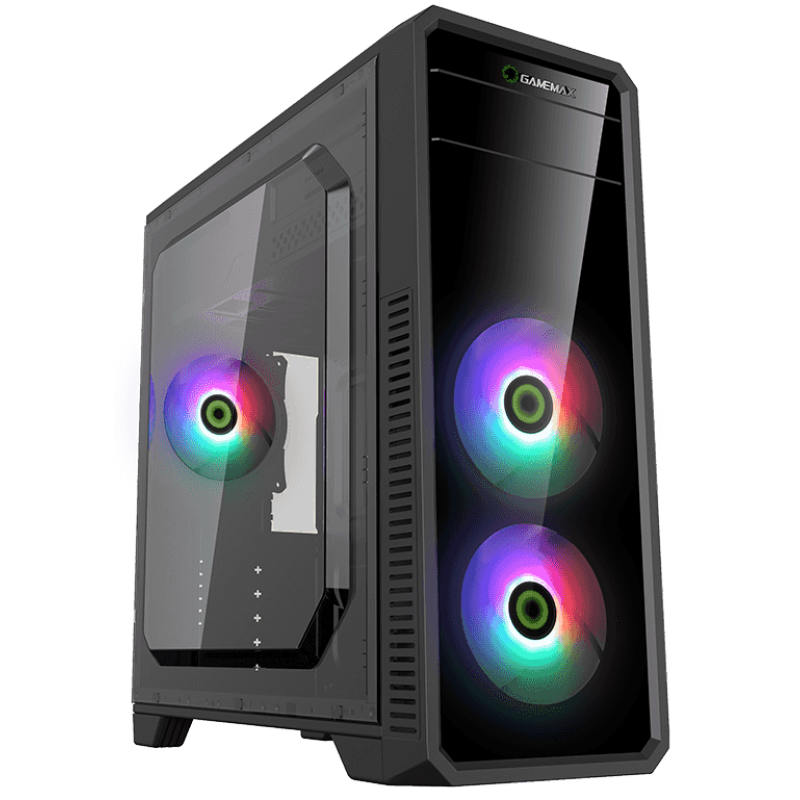 Корпус GameMax G561-FRGB Black, без БЖ, Midi Tower, ATX / Micro ATX / Mini ITX, 1хUSB 3.0, 2хUSB 2.0, 3x120 мм LED, 412x180x435 мм, 0.5 мм, 4.0 кг