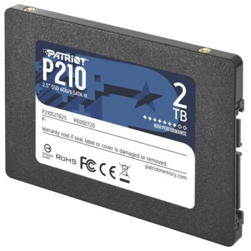 Твердотільний накопичувач 2Tb, Patriot P210, SATA3, 2.5", 3D TLC, 520/430 MB/s (P210S2TB25)