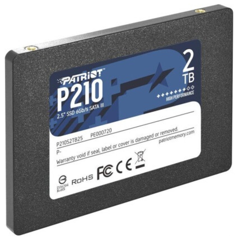 Твердотільний накопичувач 2Tb, Patriot P210, SATA3, 2.5", 3D TLC, 520/430 MB/s (P210S2TB25)