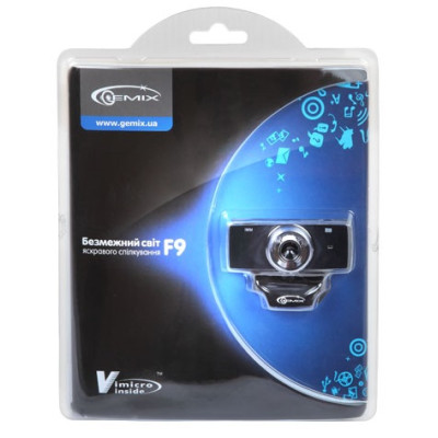 Web камера Gemix F9 Black, 1.3 Mpx, 640x480, USB 2.0, вбудований мікрофон (F9 Black)