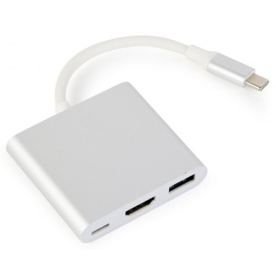 Адаптер USB 3.1 Type-C (M)-HDMI (F), Cablexpert, Silver, 10 см, 4K (A-CM-HDMIF-02-SV)