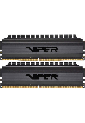 Пам'ять 16Gb x 2 (32Gb Kit) DDR4, 3200 MHz, Patriot Viper 4 Blackout, Black, 16-18-18-38, 1.35V, з радіатором (PVB432G320C6K)