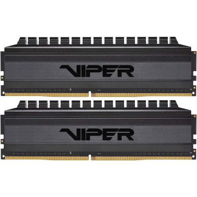 Пам'ять 16Gb x 2 (32Gb Kit) DDR4, 3200 MHz, Patriot Viper 4 Blackout, Black, 16-18-18-38, 1.35V, з радіатором (PVB432G320C6K)