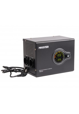 ДБЖ Maxxter MX-HI-PSW500-01 Black, 500VA, 300 Вт, інвертор, 2 розетки, батарея зовнішня (MX-HI-PSW500-01)