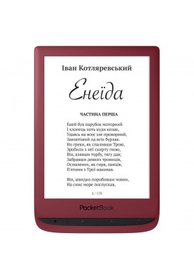 Електронна книга 6" PocketBook 628 Touch Lux 5 Ink Ruby Red (PB628-R-CIS) E-Ink Carta, 1024х758, 212 dpi, 8Gb, microSD, 1GHz, 512Mb, 1500 мАч, підсвічування