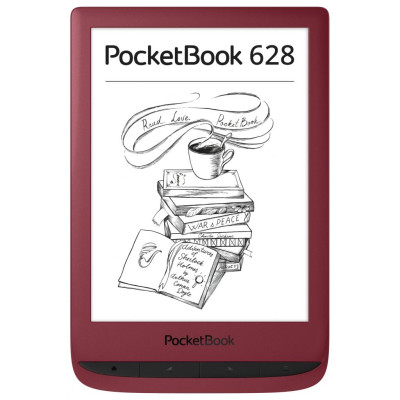 Електронна книга 6" PocketBook 628 Touch Lux 5 Ink Ruby Red (PB628-R-CIS) E-Ink Carta, 1024х758, 212 dpi, 8Gb, microSD, 1GHz, 512Mb, 1500 мАч, підсвічування