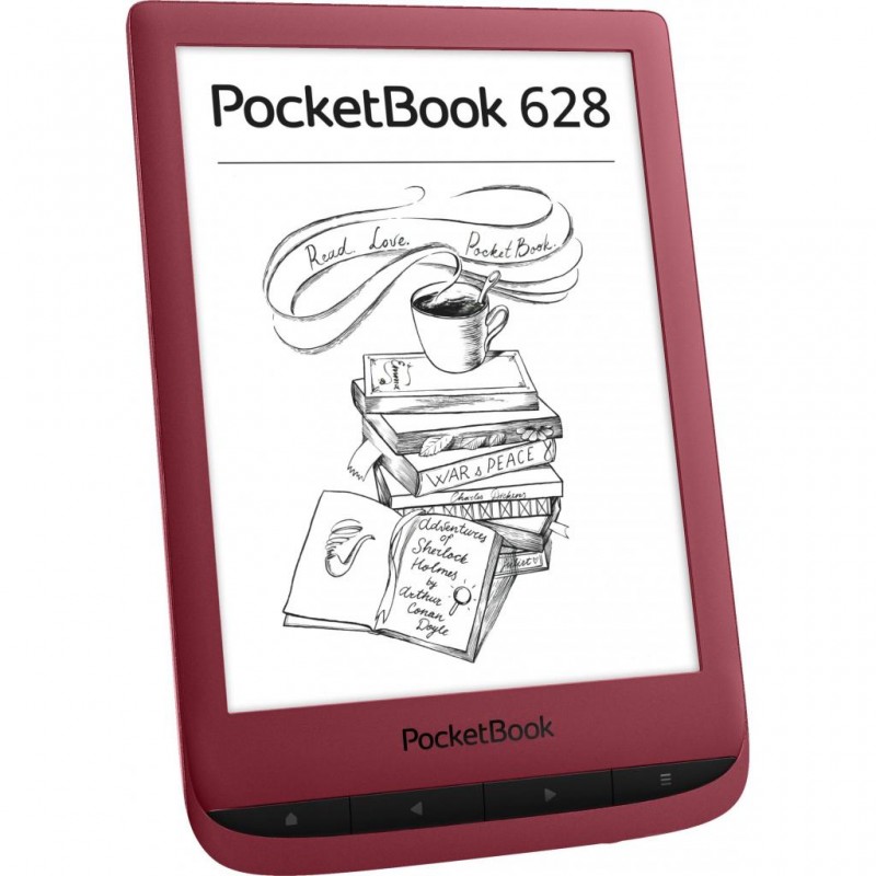 Електронна книга 6" PocketBook 628 Touch Lux 5 Ink Ruby Red (PB628-R-CIS) E-Ink Carta, 1024х758, 212 dpi, 8Gb, microSD, 1GHz, 512Mb, 1500 мАч, підсвічування