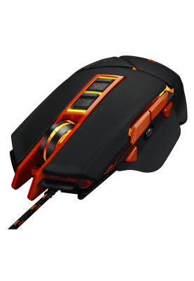Миша Canyon GM-6 "Hazard", Black, USB, оптична, 800 - 6400 dpi, LED-підсвічування, 9 програмованих кнопок, вбудований модуль пам'яті, 4 знімних додаткових вантажу по 5 г, покриття “Twin Surface”, 1.7 м (CND-SGM6N)