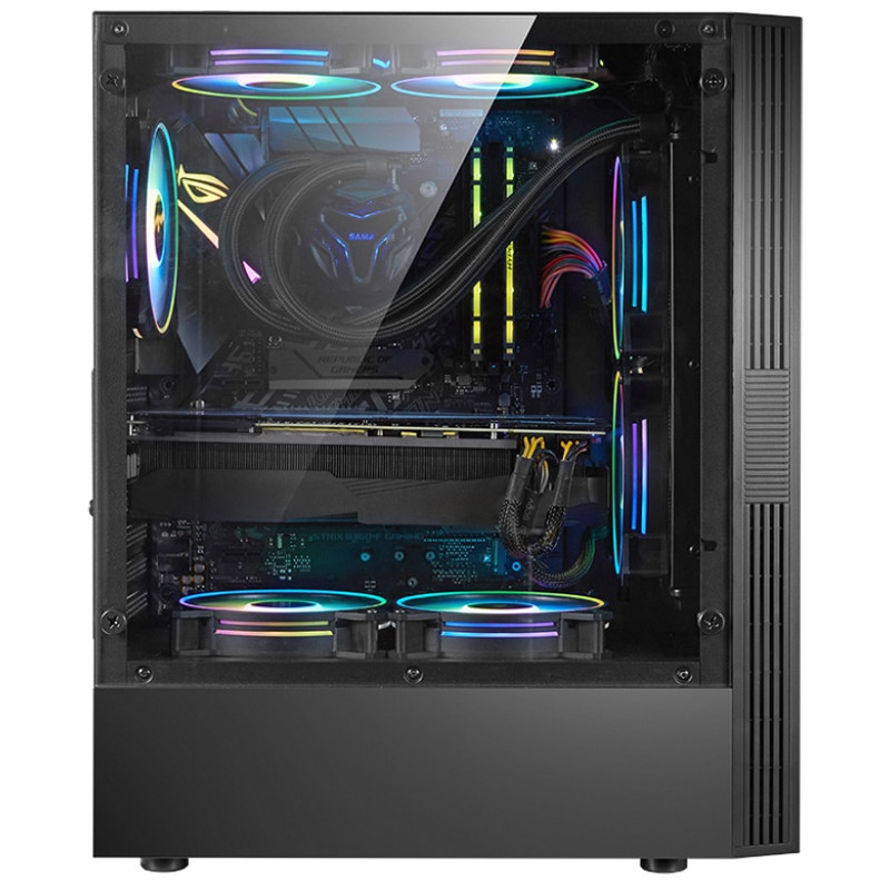 Корпус 2E Gaming RUNA, Black, без БЖ, Midi Tower, для ATX / Micro ATX / mini-ITX, 1x120 Fan ARGB, бічна панель із загартованого скла (2E-G2107)