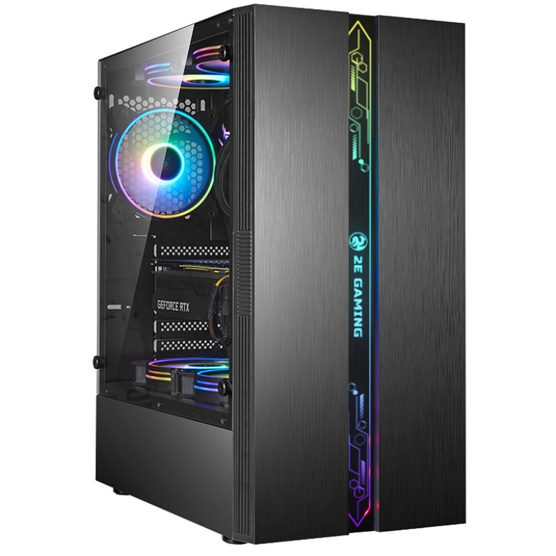 Корпус 2E Gaming RUNA, Black, без БЖ, Midi Tower, для ATX / Micro ATX / mini-ITX, 1x120 Fan ARGB, бічна панель із загартованого скла (2E-G2107)