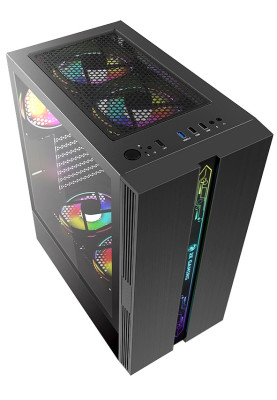 Корпус 2E Gaming RUNA, Black, без БЖ, Midi Tower, для ATX / Micro ATX / mini-ITX, 1x120 Fan ARGB, бічна панель із загартованого скла (2E-G2107)