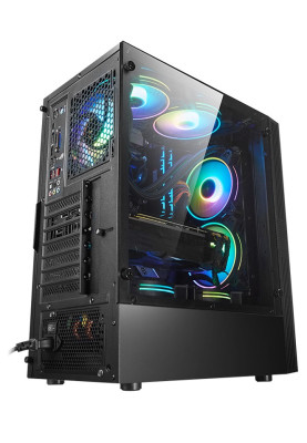 Корпус 2E Gaming RUNA, Black, без БЖ, Midi Tower, для ATX / Micro ATX / mini-ITX, 1x120 Fan ARGB, бічна панель із загартованого скла (2E-G2107)