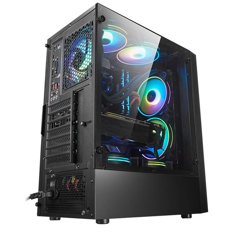 Корпус 2E Gaming RUNA, Black, без БЖ, Midi Tower, для ATX / Micro ATX / mini-ITX, 1x120 Fan ARGB, бічна панель із загартованого скла (2E-G2107)