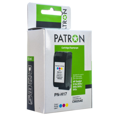 Картридж HP №17 (C6625AE), Color, DeskJet 825C/840C/841C/842C/845C, 15 мл, Patron (PN-H17)