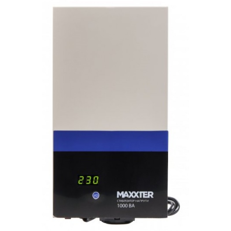Стабілізатор Maxxter MX-AVR-DW1000-01 1000VA, 600W, 1 розетка (Schuko), 2.9 кг (MX-AVR-DW1000-01)