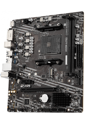 Мат.плата AM4 (A520) MSI A520M-A PRO, A520, 2xDDR4, Int.Video(CPU), 4xSATA3, 1xM.2, 1xPCI-E 16x 3.0, 1xPCI-E 1x 3.0, ALC892, RTL8111H, 6xUSB3.2/6xUSB2.0, DVI-D/HDMI, MicroATX