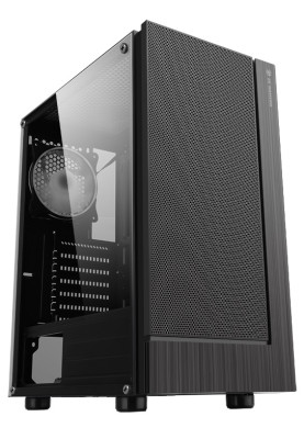 Корпус 2E Gaming VIRTUS Black, без БЖ, Mid Tower, для ATX / Micro ATX / Mini ITX, 2xUSB 2.0, 1xUSB 3.0, 3x120 ARGB Fan, бічна панель із загартованого скла (2E-G3301)