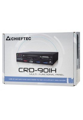 Кардридер внутрішній 3.5" Chieftec, Black, SD/MMC, T-Flash, XD, MS, M2, CF, 1xUSB Type-C, 1xUSB 3.1 Type A, 2xUSB 3.1 (CRD-901H)